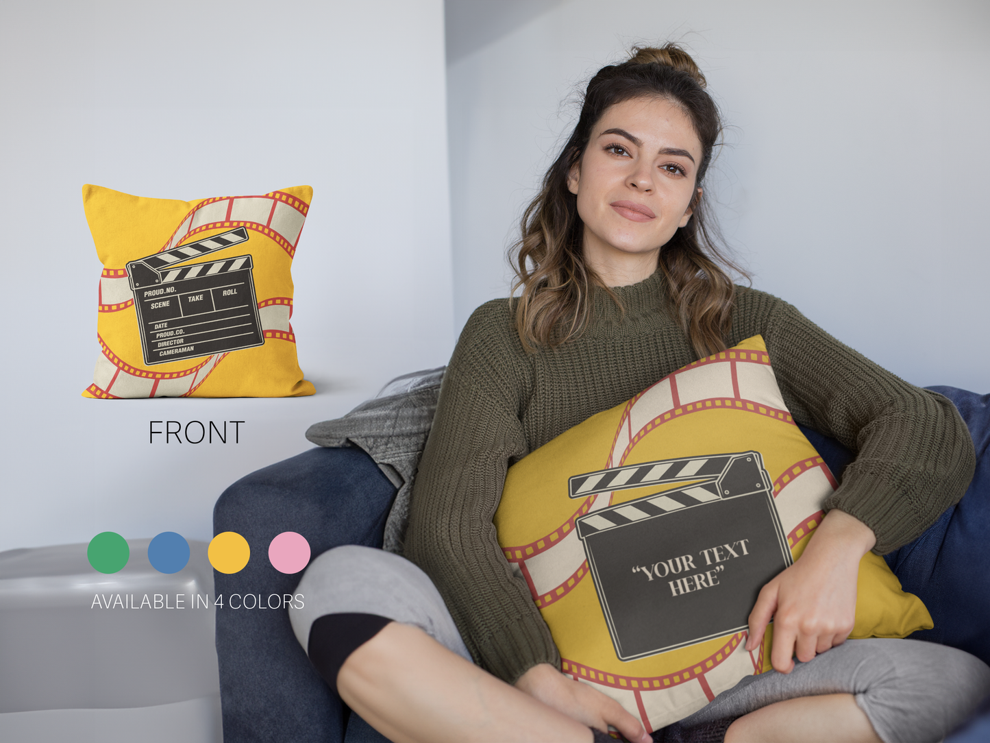 Retro Film Slate Movie Night Custom Throw Pillow | Sam + Zoey Home Basics