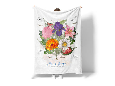 Mom's Garden Blanket - Birth Flower Bouquet | Sam+Zoey Custom Throw Blanket Sam + Zoey 