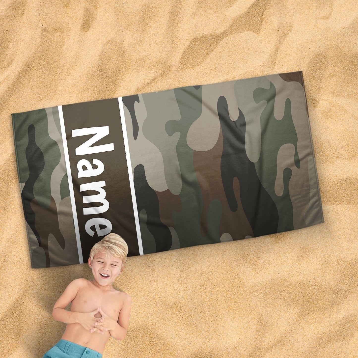 Camouflage Personalized Beach Towel | Sam + Zoey Home Basics**