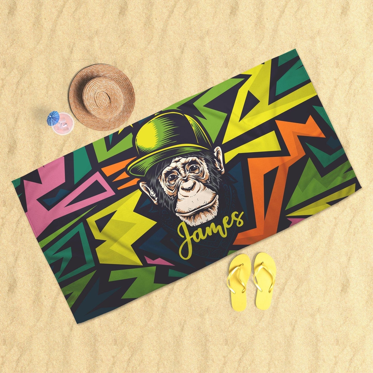 Hipster Monkey Beach Towel | Sam + Zoey Home Basics