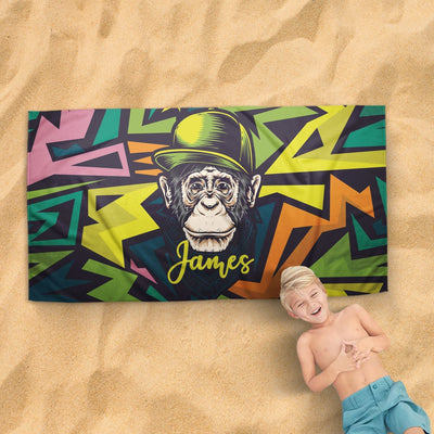 Beach Towel Hipster Monkey Sam + Zoey