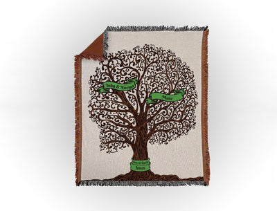 Custom Family Tree Woven Blanket Sam + Zoey 2 Names  Sam + Zoey