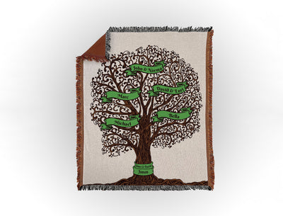 Custom Family Tree Woven Blanket Sam + Zoey 5 Names  Sam + Zoey