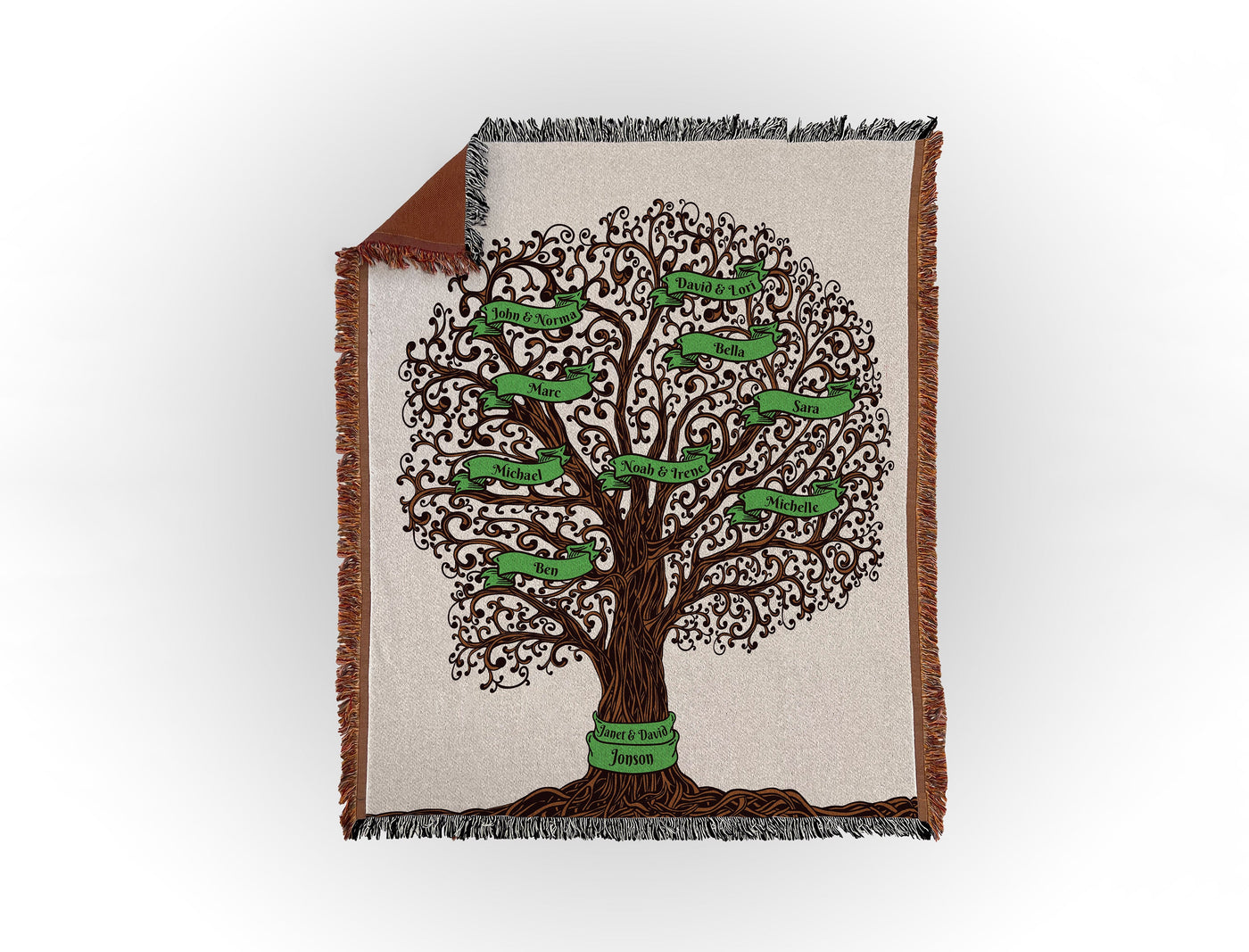 Custom Family Tree Woven Blanket Sam + Zoey 9 Names  Sam + Zoey