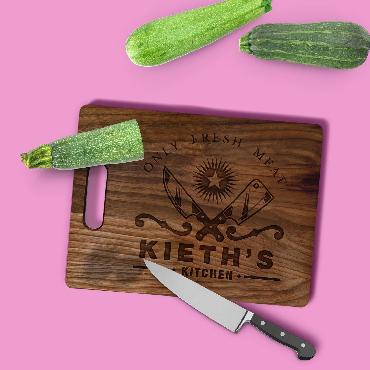 Personalized "Only Fresh Meat" Cutting Board Cutting Board Sam + Zoey Walnut
