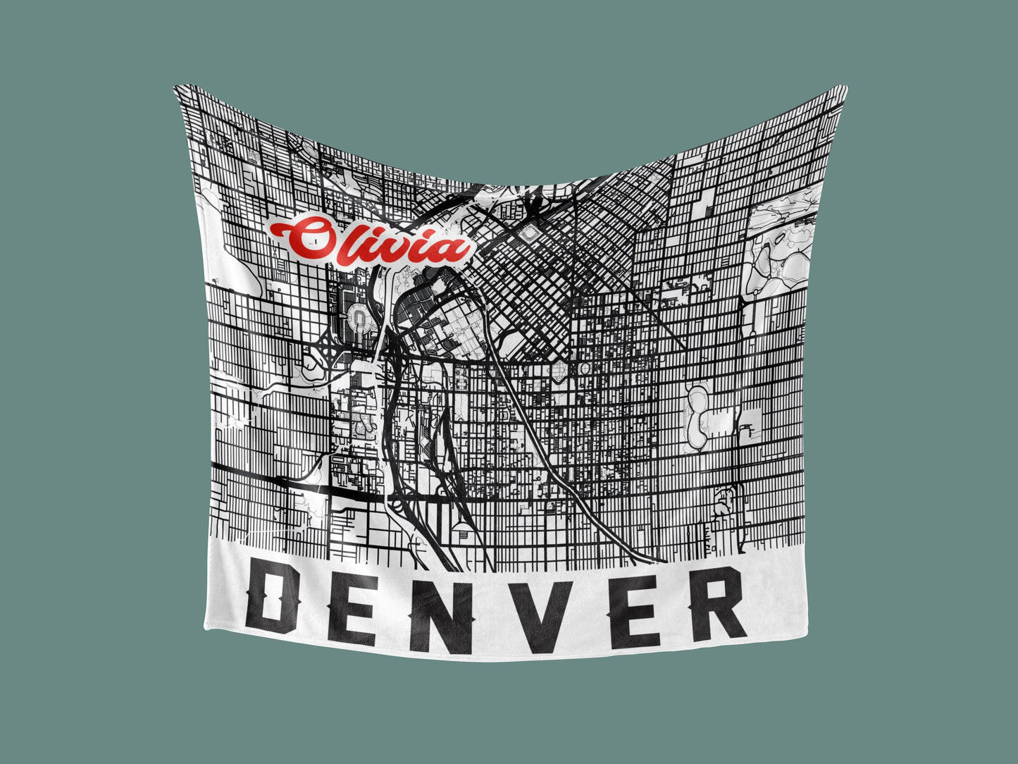 Fleece Blanket: Personalized City map Throw Blankets Sam + Zoey Denver City Map Blanket