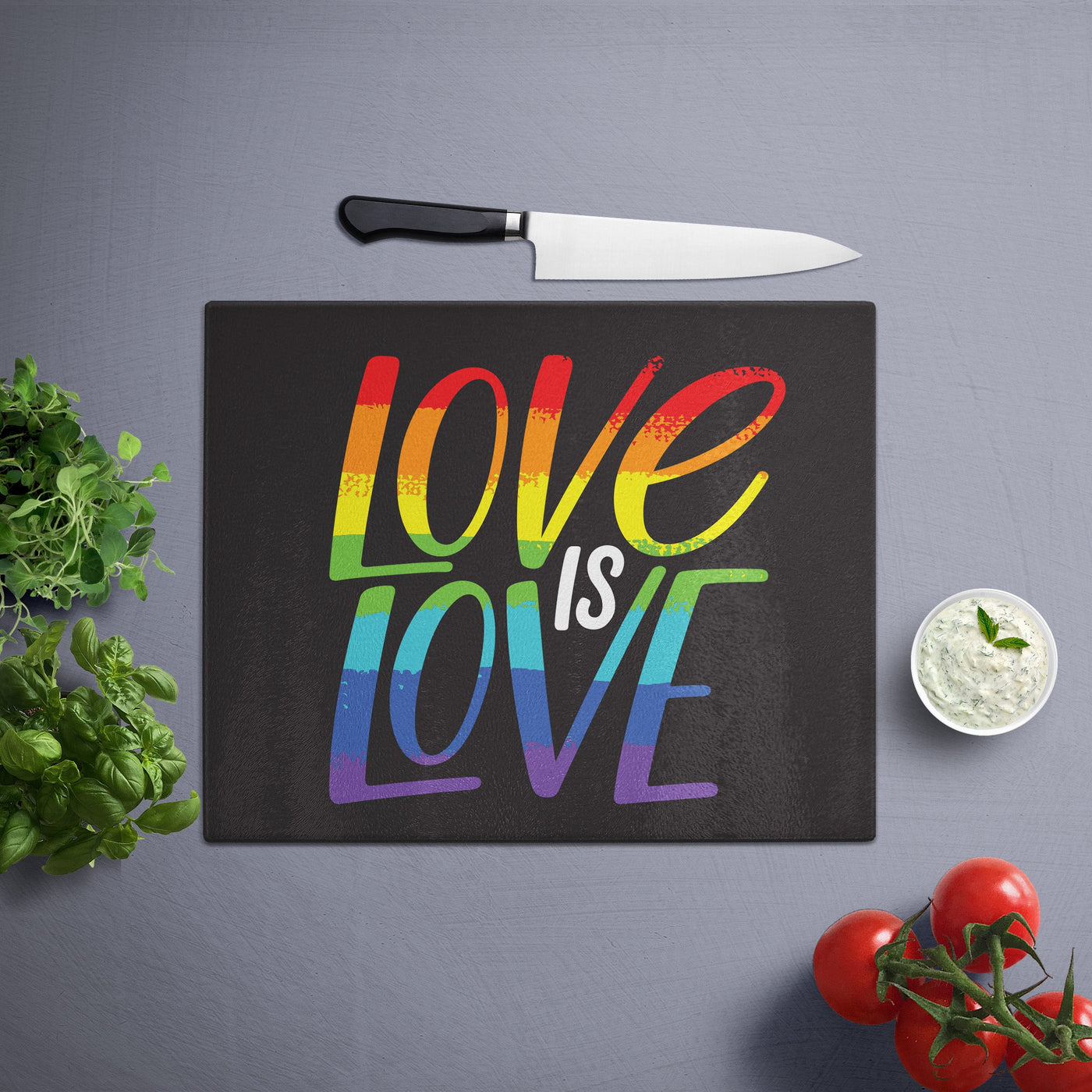 Glass Cutting Board: Love Is Love Cutting Board Sam + Zoey  Sam + Zoey