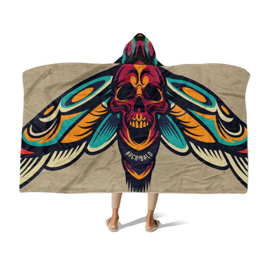 Hooded Fleece Blanket: Moth Wings & Skull Apparel & Accessories Sam + Zoey 