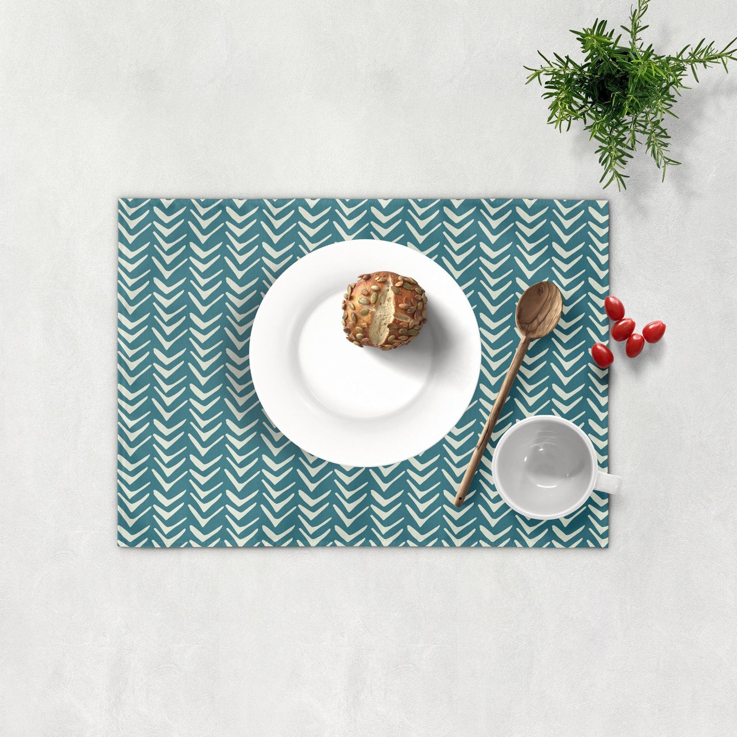 Teal Chevron Cotton Placemat – Boho Table Decor with Artistic Flair | Sam + Zoey Home Basics