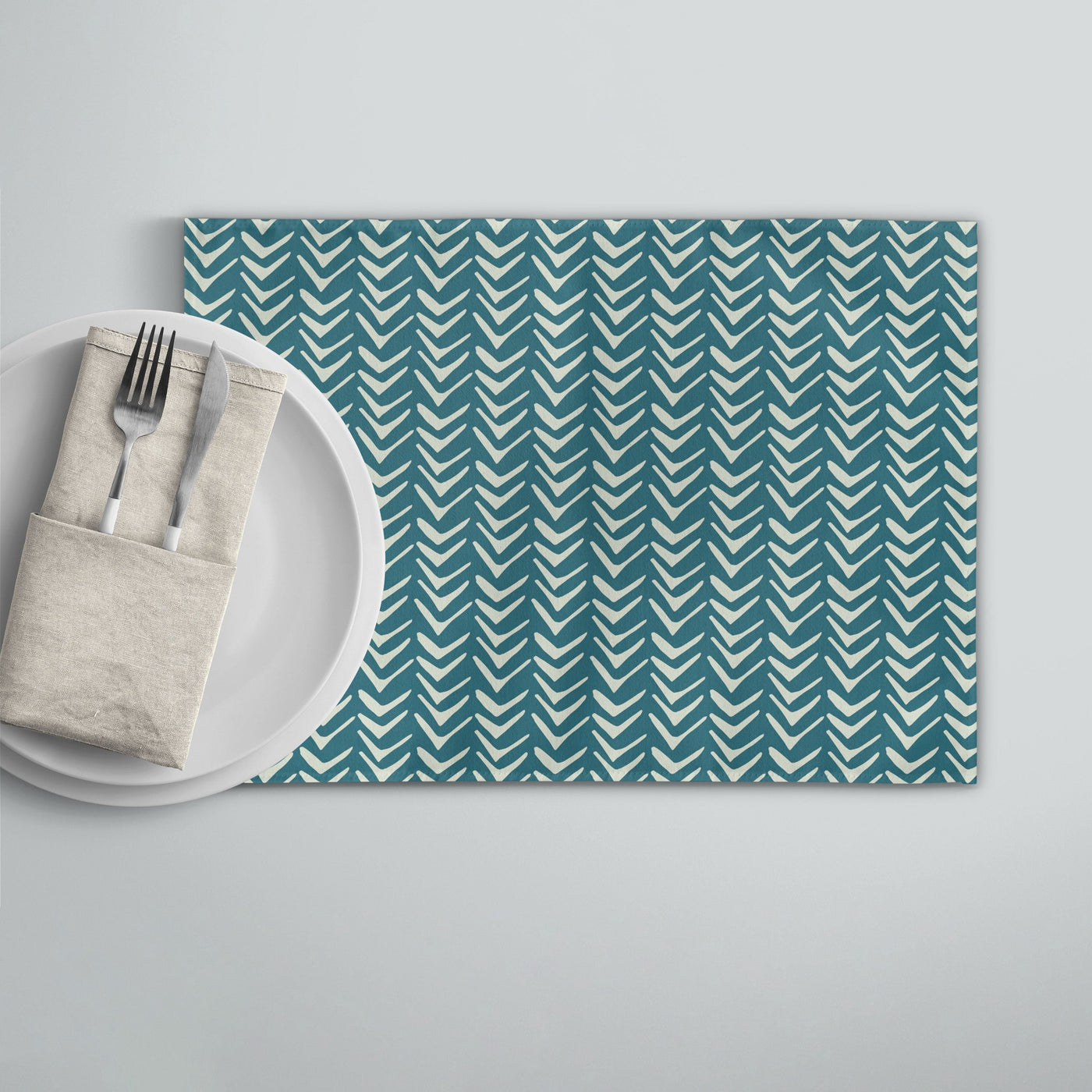 Teal Tribal Chevron Placemat | Sam + Zoey Home Basics Sam + Zoey