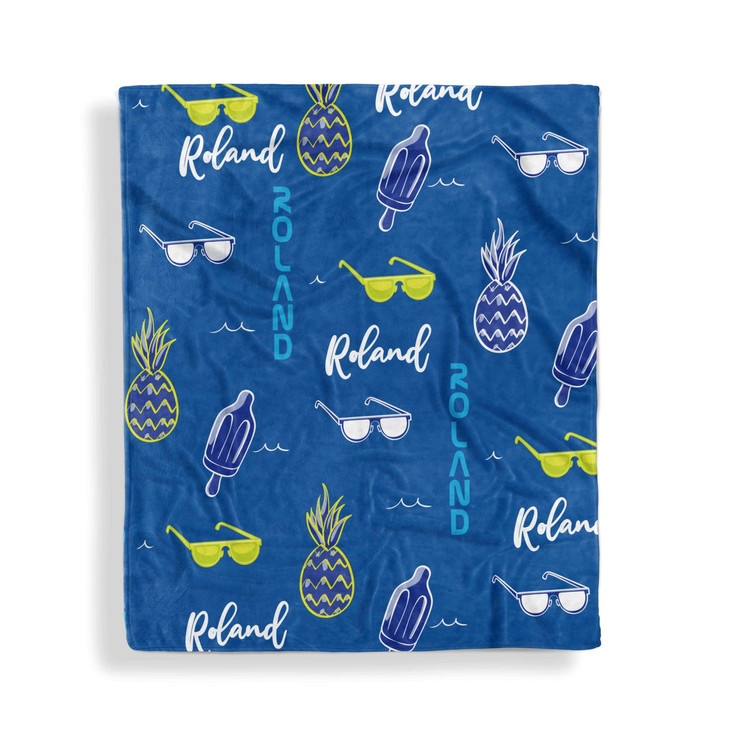 Throw Blankets: Blue Summer Print Throw Blankets Sam + Zoey