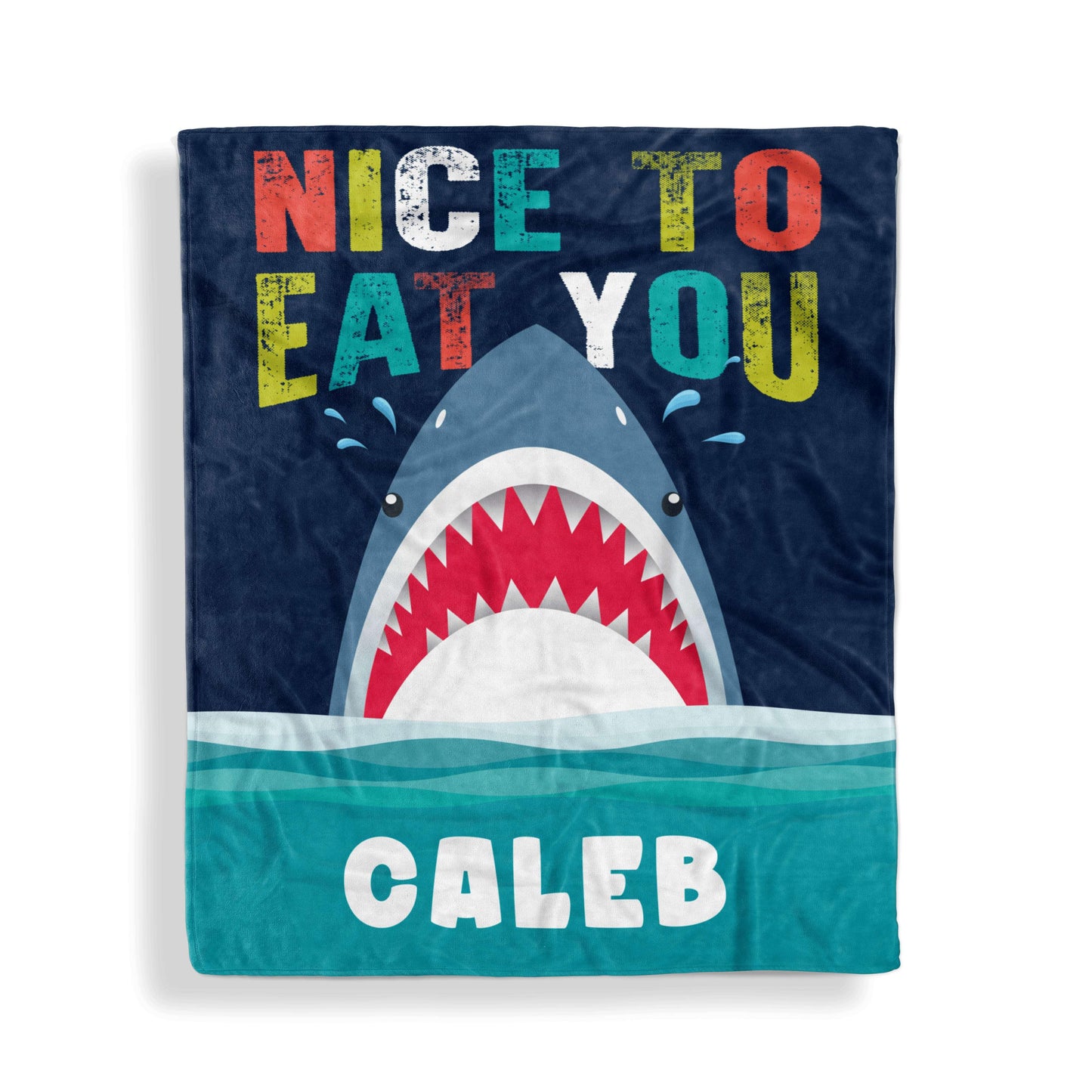 Throw Blankets: Nice To Eat You Shark Throw Blankets Sam + Zoey