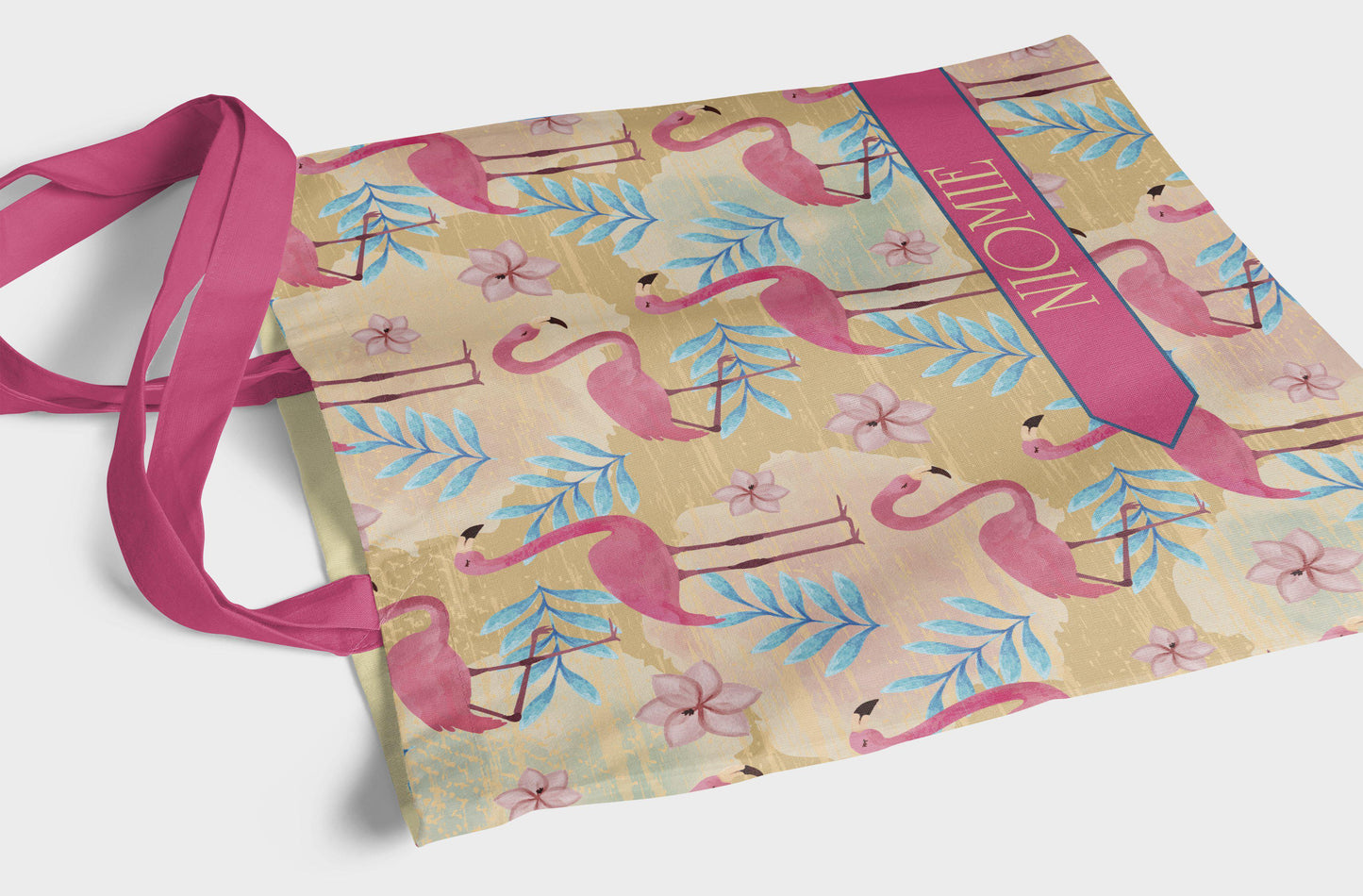 Personalized Pink Flamingo Tote Tote Sam + Zoey