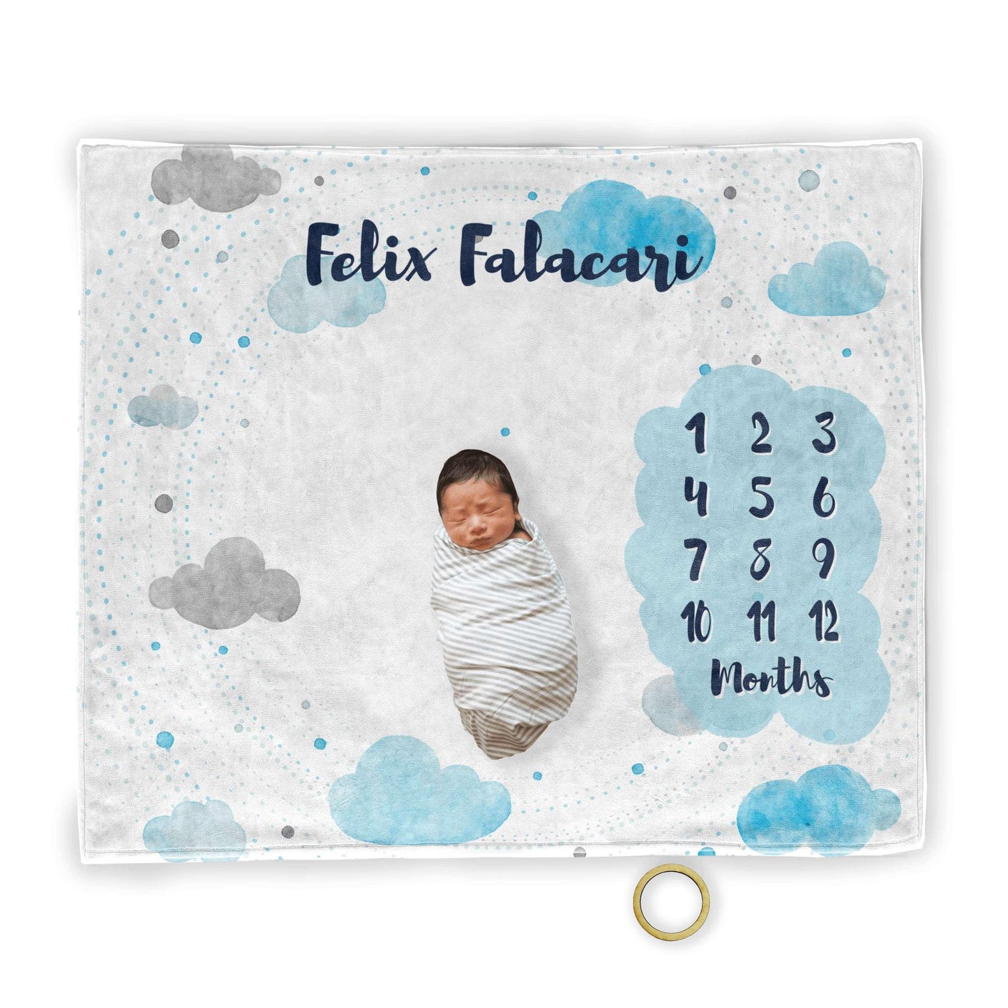 Watercolor Clouds BB Printed Fleece Milestone Blanket Milestone Blanket Sam + Zoey