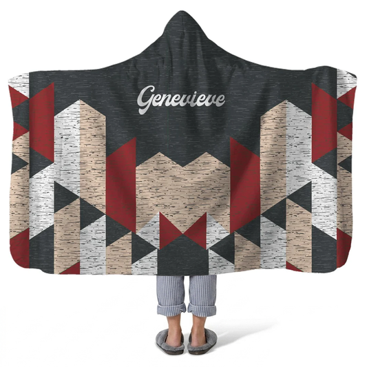 matrix personalized hooded fleece blanket with custom name in bold modern design

