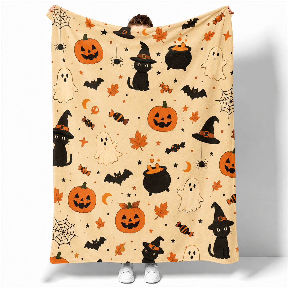 Vintage Pumpkin Halloween Throw Blanket for Cozy Fall Home Decor and Gifting