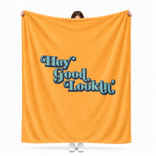 Hey good lookin retro throw blanket in bold fun fleece for cheerful home decor
