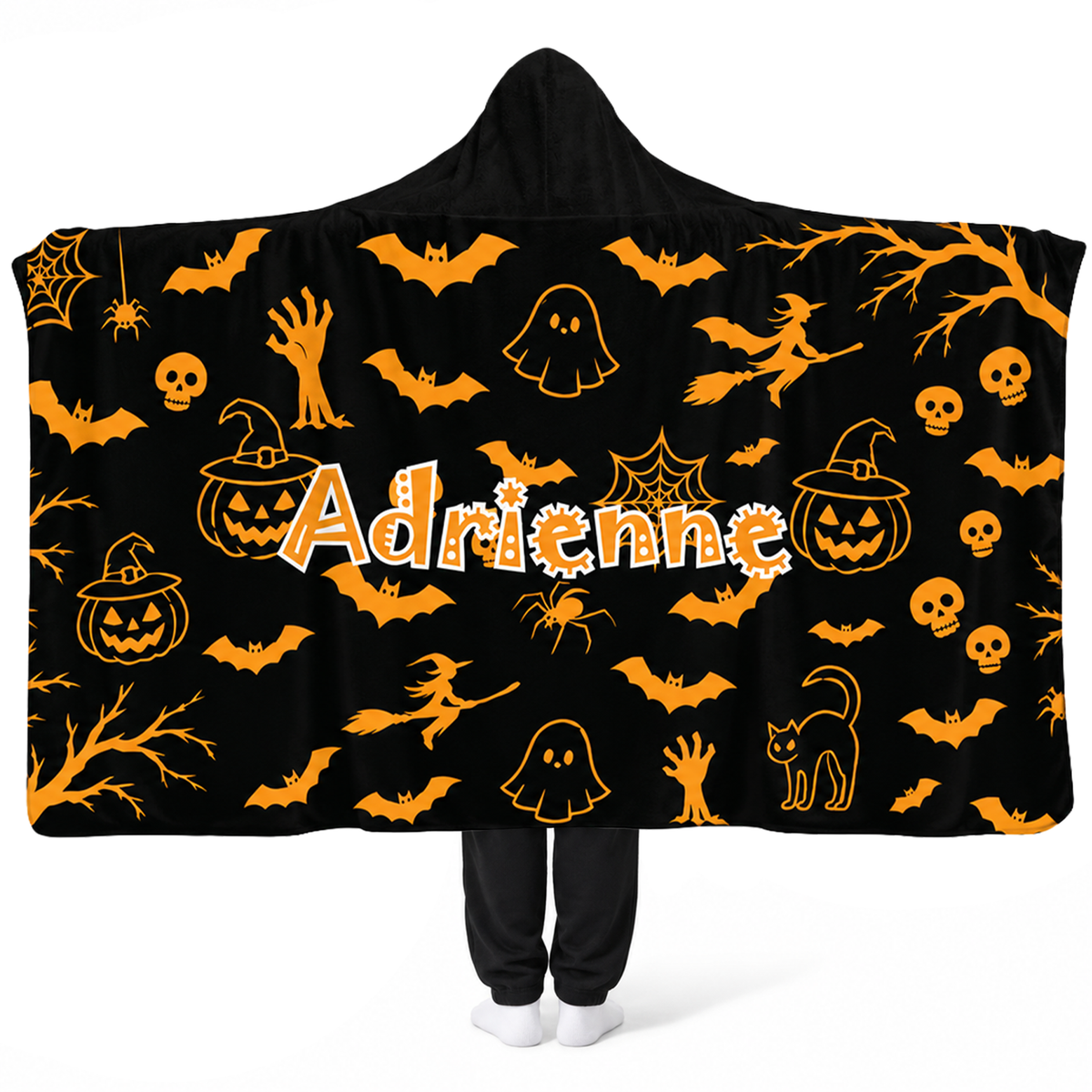 Personalized Halloween Hooded Blanket | Custom Name Spooky Design