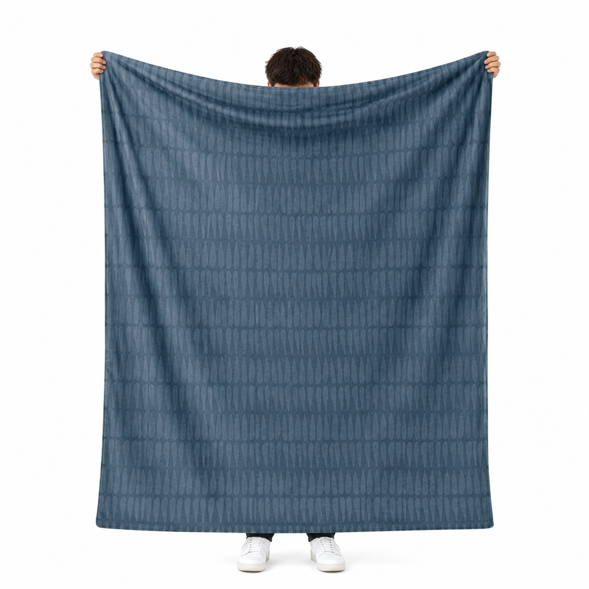 Blue tribal throw blanket in earthy boho fleece for vibrant home decor lovers
