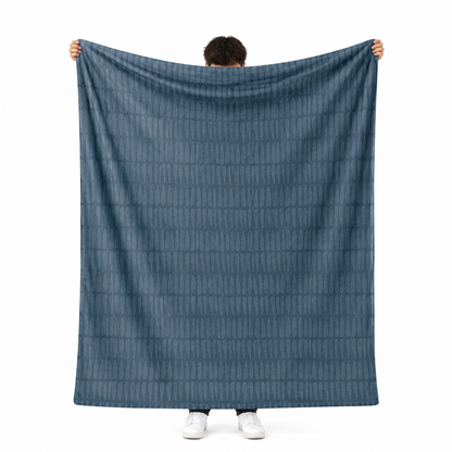 Blue tribal throw blanket in earthy boho fleece for vibrant home decor lovers
