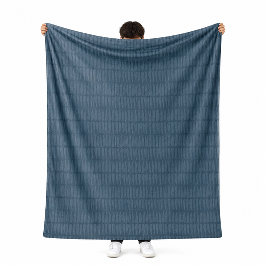 Blue tribal throw blanket in earthy boho fleece for vibrant home decor lovers
