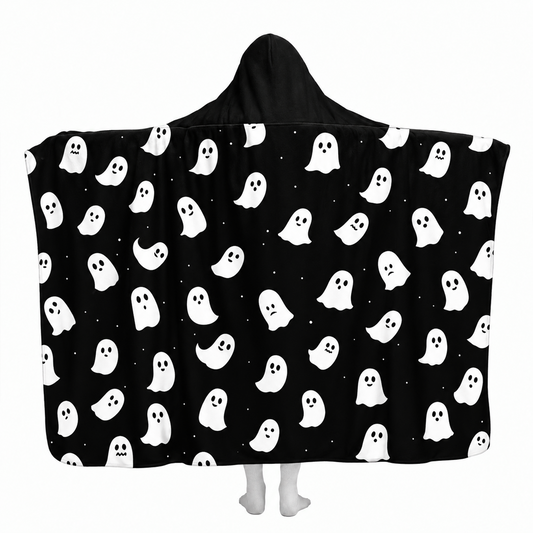 Halloween Ghost Hooded Blanket | Cute Spooky Ghost Pattern