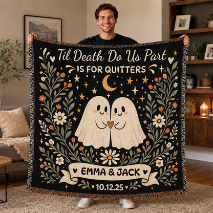 Ghost Couple Personalized Throw Blanket | Til Death Spooky Romantic Gift