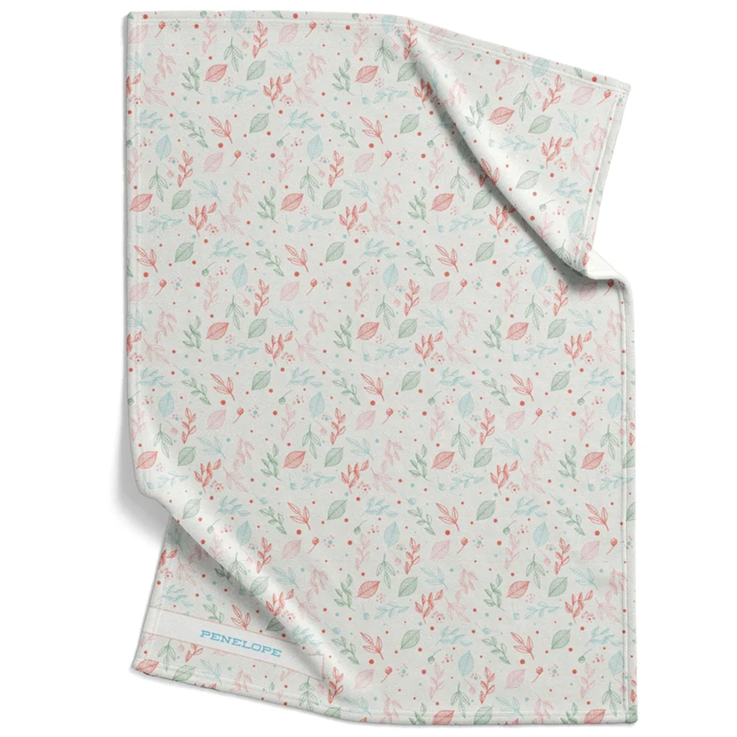 Floral swaddle blanket personalized with custom name in soft floral design for newborns

