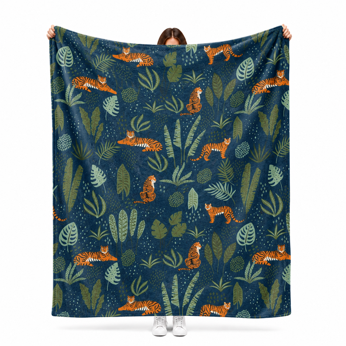 Jungle tiger throw blanket in bold wild fleece for striking home decor lovers
