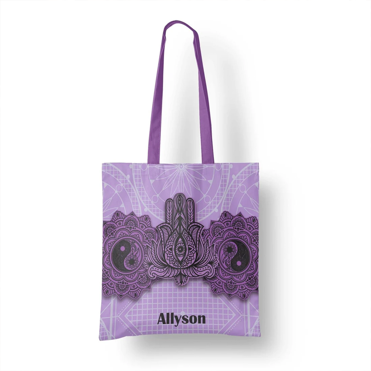 Third eye personalized cotton tote bag with custom name for spiritual and yoga lovers

