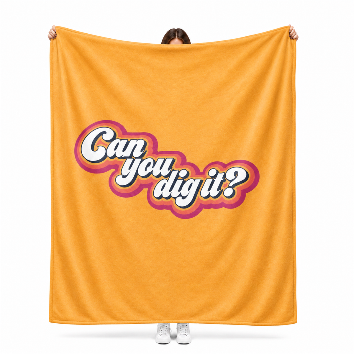 Can you dig it fun retro throw blanket in bold fleece for playful home decor

