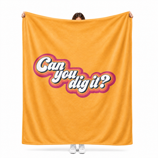 Can you dig it fun retro throw blanket in bold fleece for playful home decor

