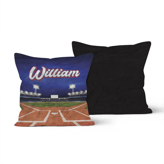 Custom Baseball Field Throw Pillow | Personalized Name Gift for Baseball Fans

