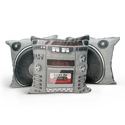 Personalized Boom Box Throw Pillow Set | Custom Retro Music Room Decor Gift
