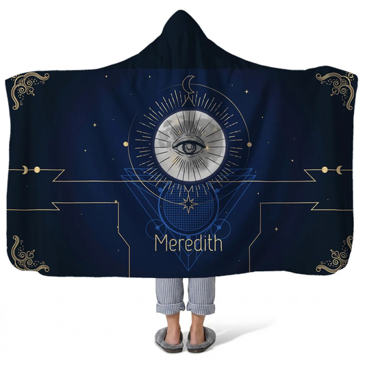 mother earth personalized hooded fleece blanket with custom name in botanical nature design
