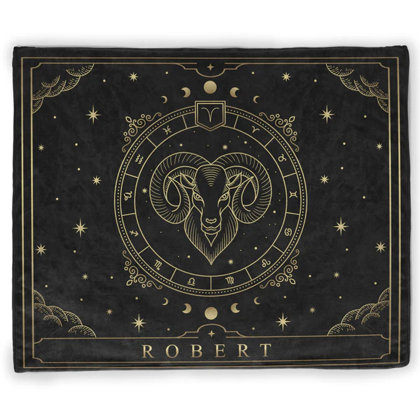 Personalized zodiac throw blanket with custom name and star sign in soft fleece
