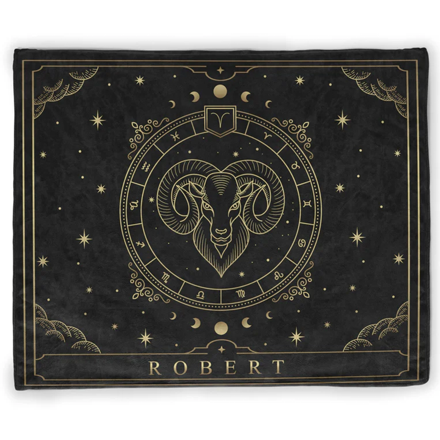 Personalized zodiac throw blanket with custom name and star sign in soft fleece
