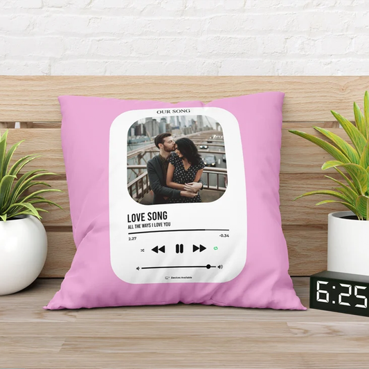 Personalized Love Song Custom Photo Pillow | Romantic Anniversary Gift for Couples
