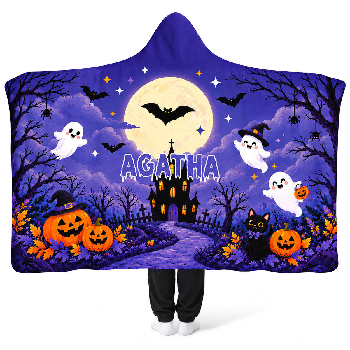 Personalized Halloween Hooded Blanket | Haunted Mansion Ghost Design