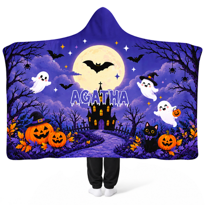 Personalized Halloween Hooded Blanket | Haunted Mansion Ghost Design