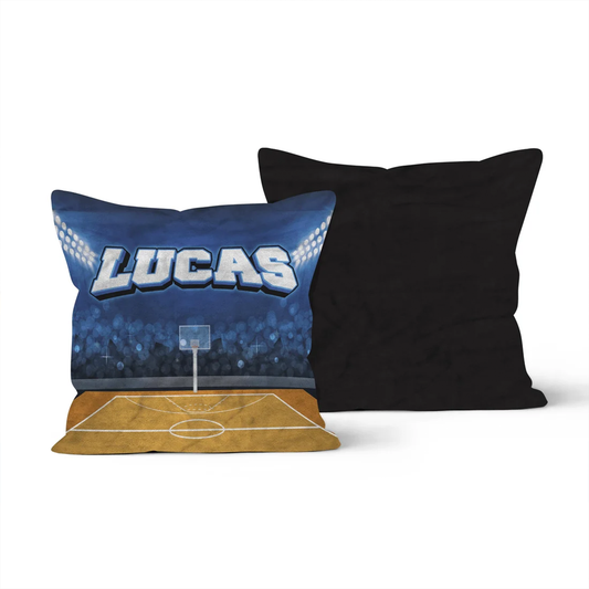 Personalized Basketball Court Throw Pillow | Custom Name Gift for Basketball Fans
