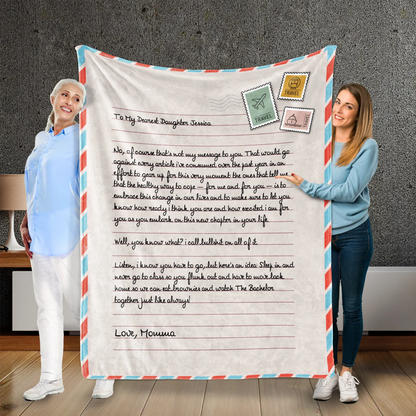 Custom handwritten message on letter air mail polyester fleece throw blanket for her
