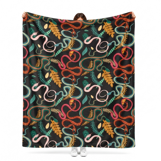 Snakes throw blanket in bold striking polyester fleece for home decor lovers
