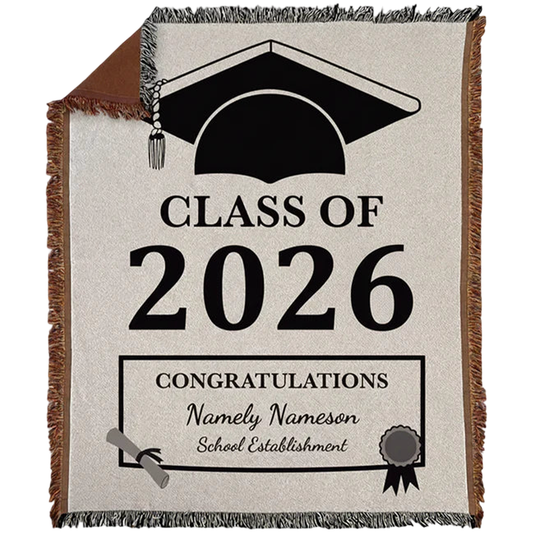 Class of 2026 graduation blanket personalized woven throw with custom graduate name
