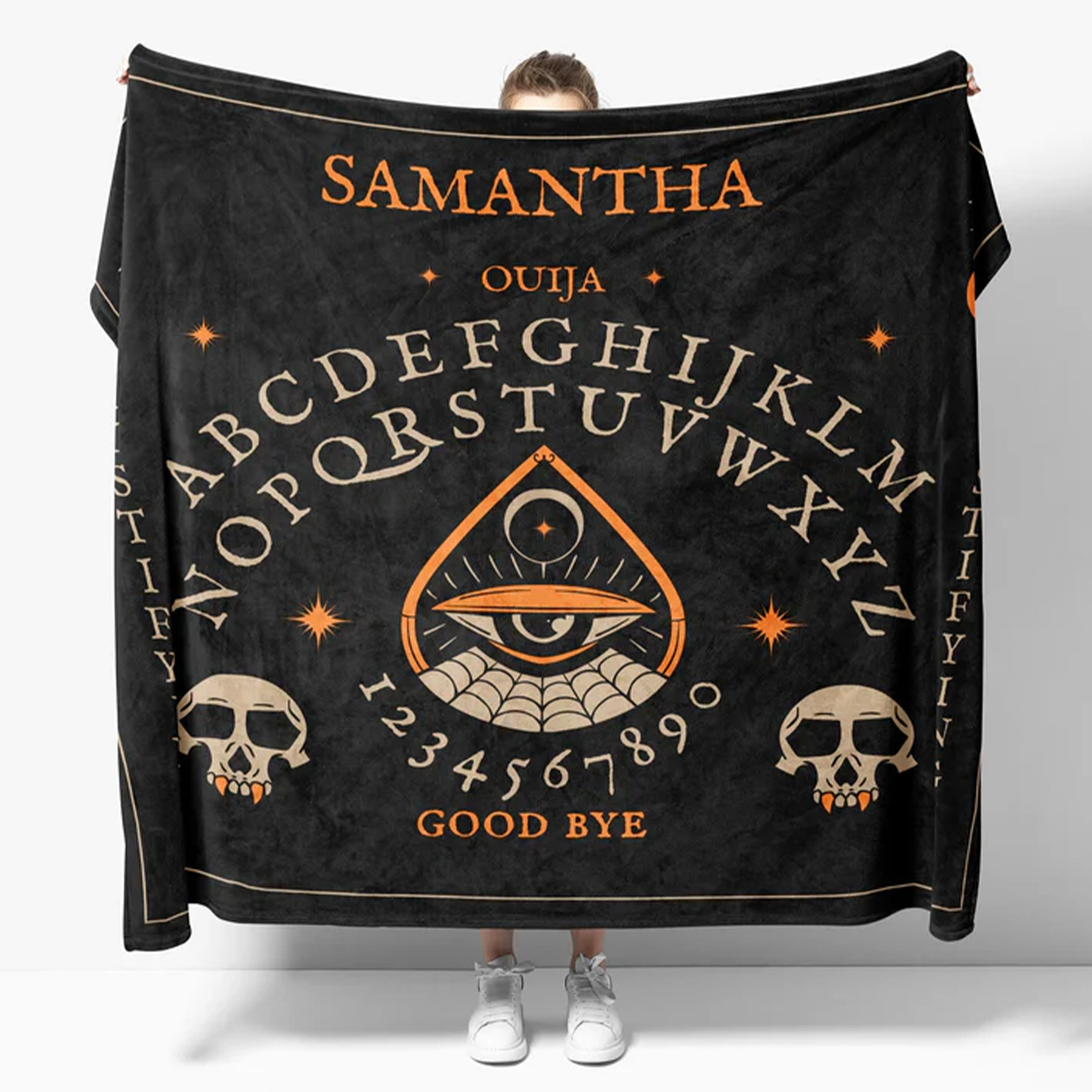Gothic ouija board polyester fleece throw blanket for Halloween and horror fans
