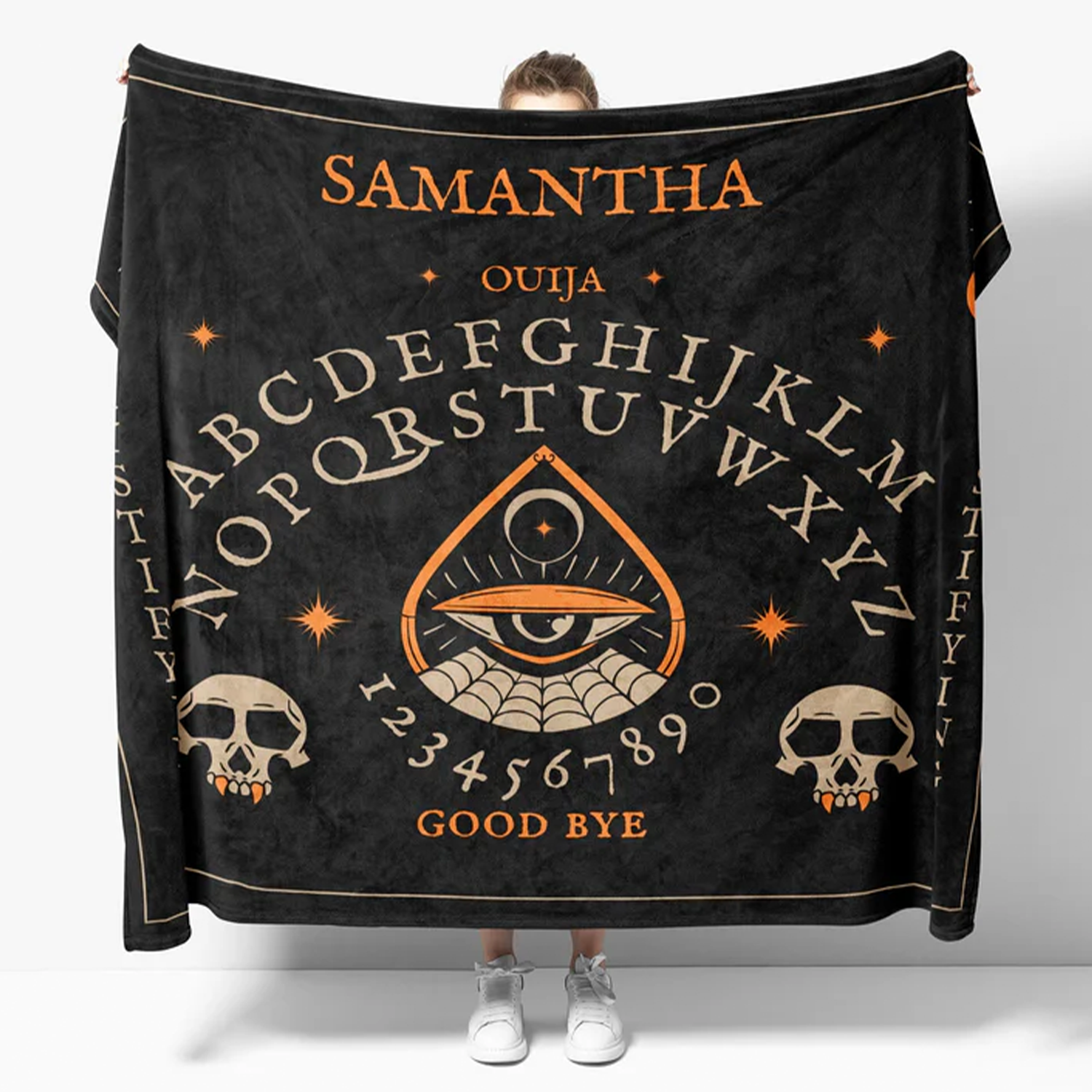 Gothic ouija board polyester fleece throw blanket for Halloween and horror fans
