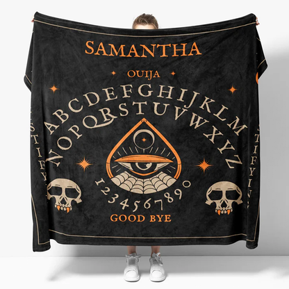 Gothic ouija board polyester fleece throw blanket for Halloween and horror fans
