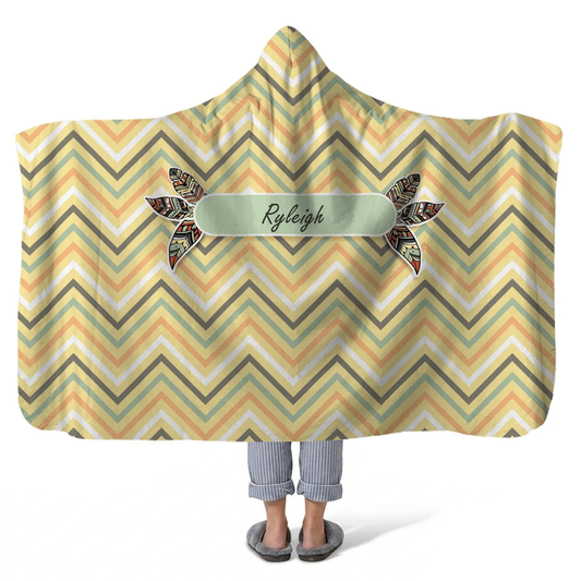 dreaming of chevron personalized hooded fleece blanket with custom name in beautiful floral design
