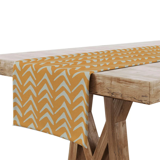 Boho Mustard Tribal Table Runner | Stylish Cotton Dining Decor for Home and Entertaining