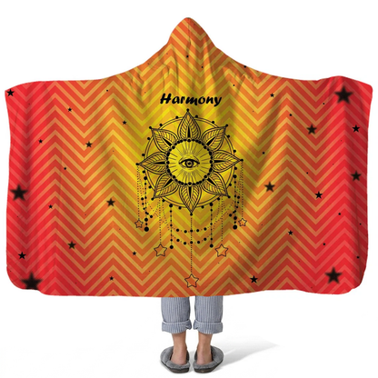 mystic sight personalized hooded fleece blanket with custom name in bold spiritual design
